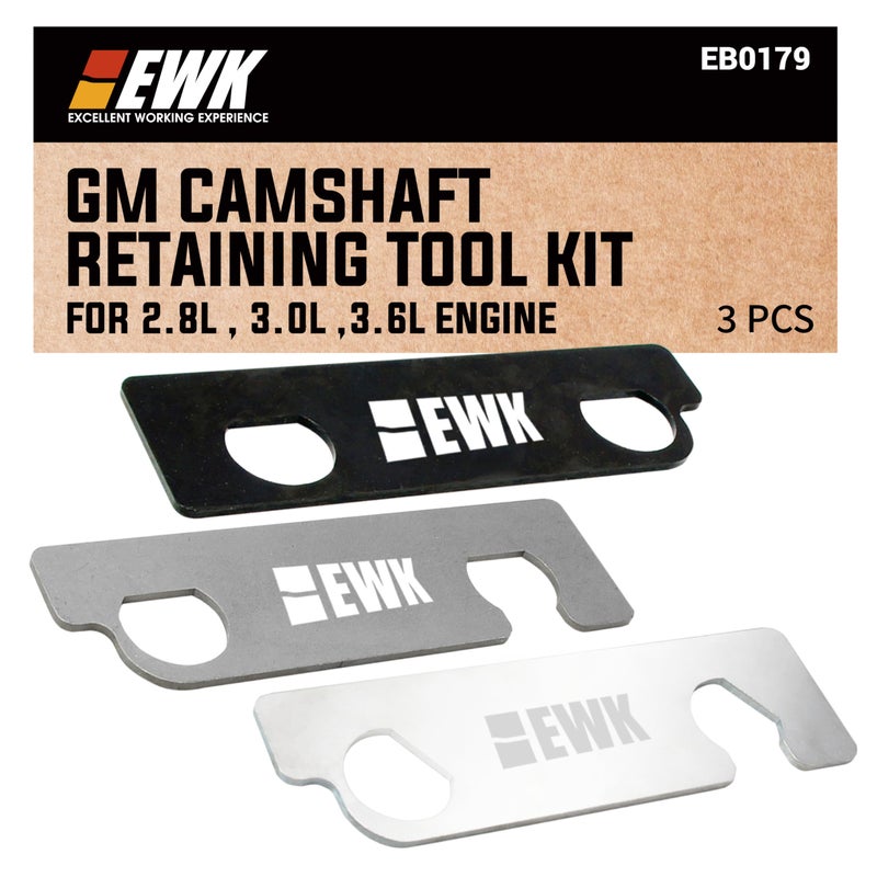 EWK 3 Pcs GM Camshaft Retaining Tool Kit EN 48383 & EN 46105 for Cadillac, Buick, Saturn, Pontiac, Chevrolet, Chevy 2.8L 3.0L 3.6L, Precision Alloy Steel Timing Tool Set for Professional Mechanics - Image 1